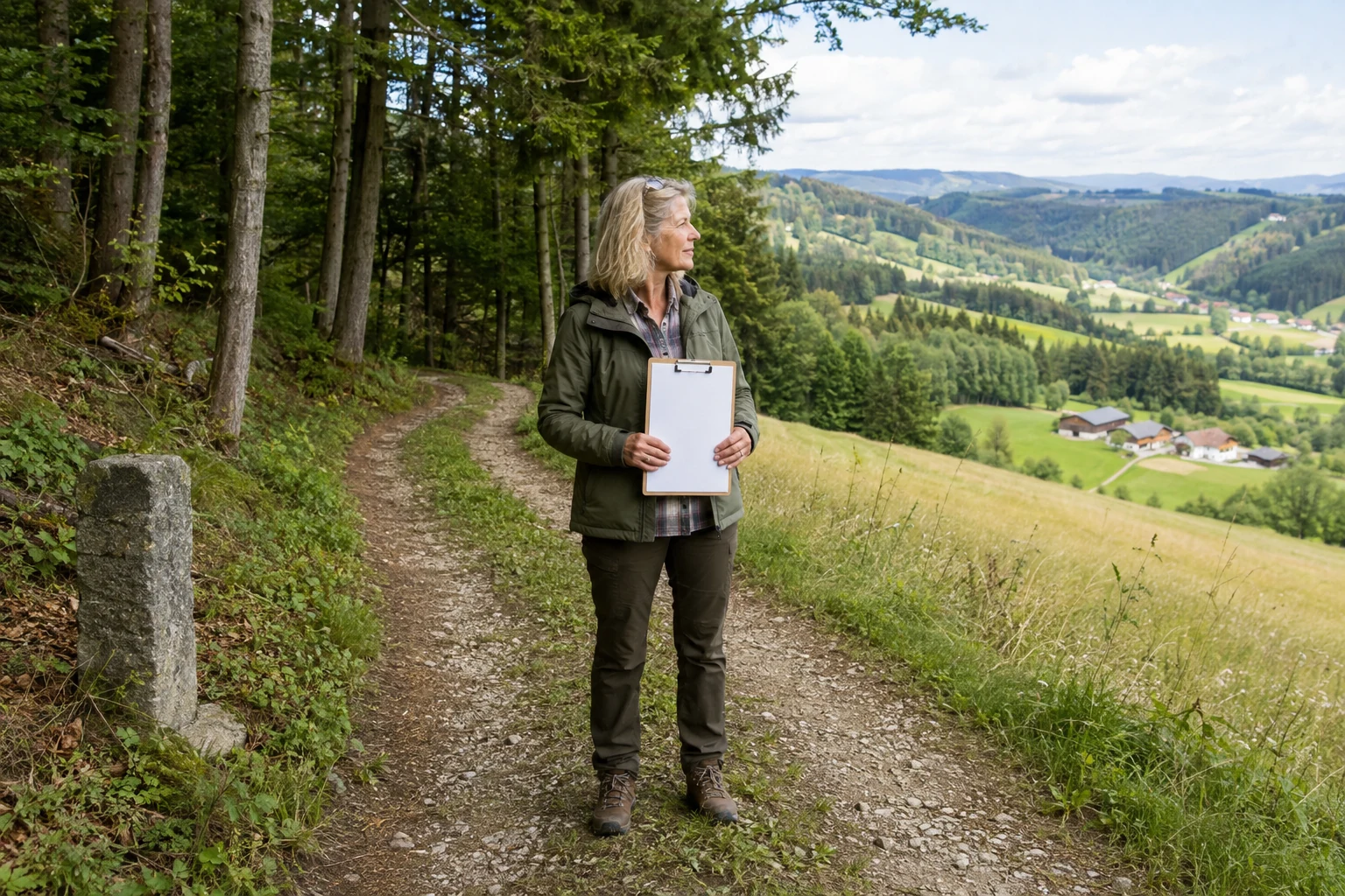 Österreichische Waldeigentümerin an einer entfernt gelegenen Waldfläche